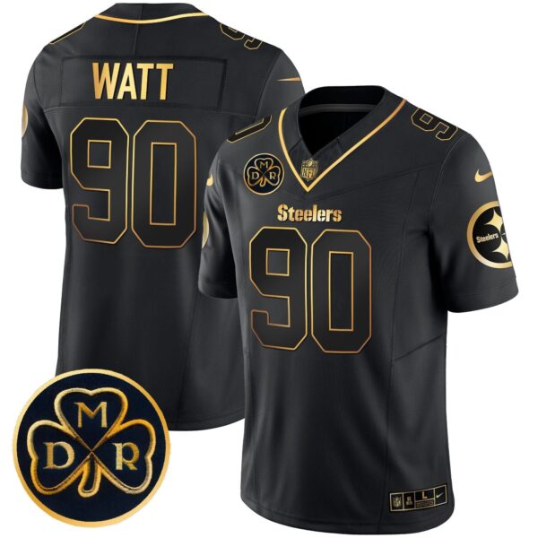 Steelers DMR Patch Gold Vapor Limited Jersey – All Stitched – Black Gold – T. J. Watt Jersey