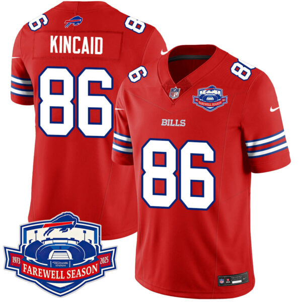 Buffalo Bills 2025 Jersey All Stitched – Farewell to Highmark Stadium – Red – Dalton Kincaid Jersey