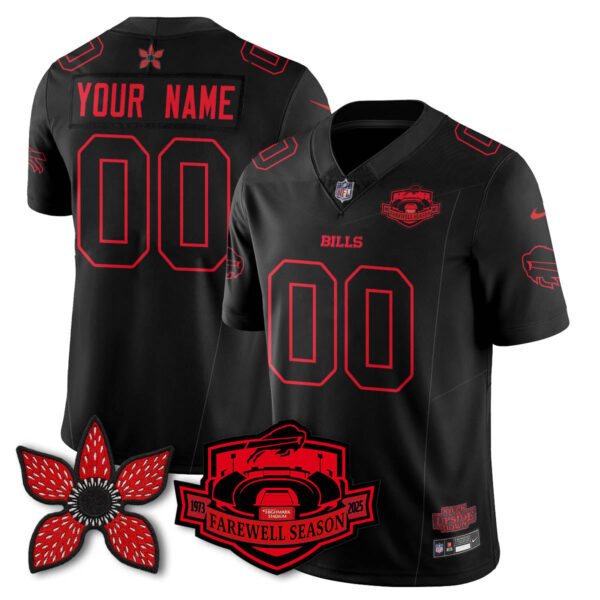 Buffalo Bills’Stranger Things Edition’ Vapor Limited Custom Jersey – All Stitched – Black Jersey