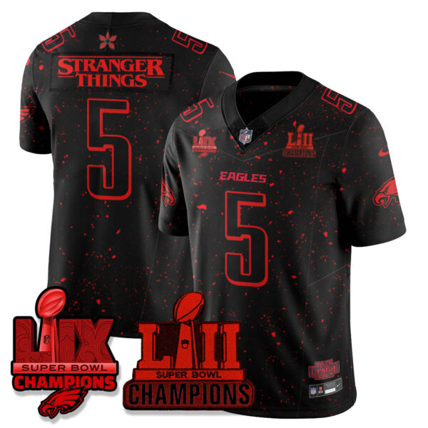 Philadelphia Eagles Stranger Things Vapor Limited Jersey – All Stitched – Black Limited – Stranger Things Jersey