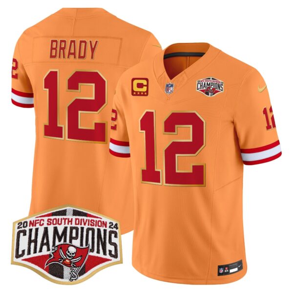 Buccaneers Creamsicle 2024 NFC South Division Champions Patch Gold Trim Vapor Limited Jersey – All Stitched – Creamsicle – Tom Brady Jersey