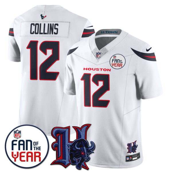 Women’s Houston Texans “Fan Of The Year” Jersey – All Stitched White Nico Collins – 12 Jersey