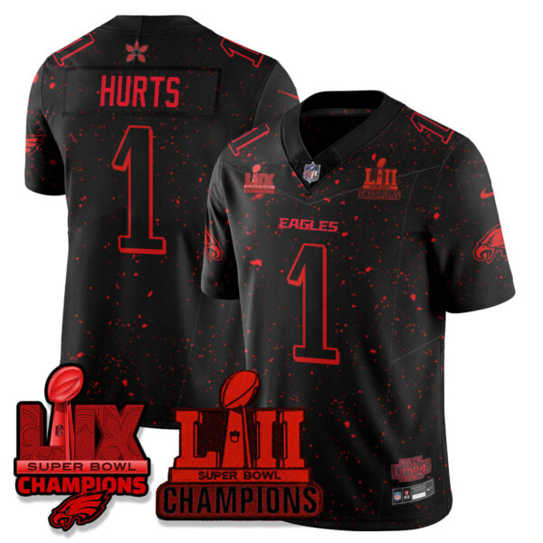 Philadelphia Eagles Stranger Things Vapor Limited Jersey – All Stitched – Black Limited – Jalen Hurts Jersey