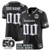 Custom Seattle Seahawks ‘Gothic Rain City Shadows Edition’ Vapor Jersey – 50th Anniversary Patch – All Stitched – Black Jersey