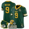 Green Bay Packers 4-Time Champions Patch Vapor Limited Jersey – All Stitched – Green – Christian Watson Jersey