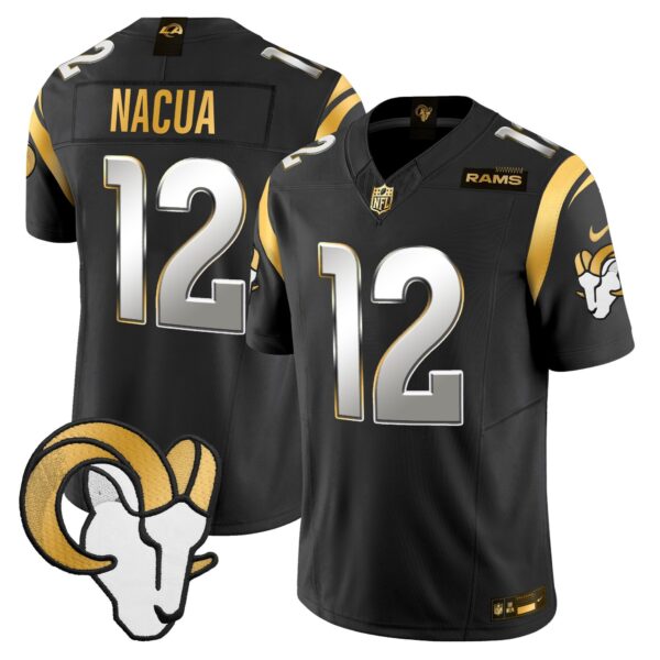 Los Angeles Rams Gold Vapor Limited Jersey – All Stitched – Black Limited – Puka Nacua Jersey