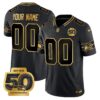 Seattle Seahawks 50th Anniversary Patch Gold Vapor Limited Custom Jersey – All Stitched – Black Gold Jersey