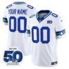 Seattle Seahawks Throwback Vapor Limited Custom Jersey – 50th Anniversary Patch – All Stitched – White Jersey
