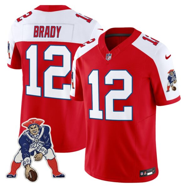 New England Patriots Throwback Vapor Limited Jersey – All Stitched – Red Alternate – Tom Brady Jersey