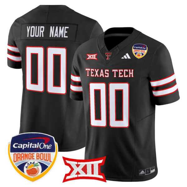 Texas Tech Red Raiders 2025 Orange Bowl Vapor Limited Custom Jersey V2 – All Stitched – Black Jersey