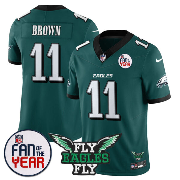 Women’s Philadelphia Eagles “Fan Of The Year” Jersey – All Stitched Green A. J. Brown – 11 Jersey