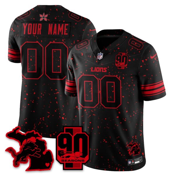 Custom Detroit Lions ‘Stranger Things Edition’ Vapor Limited Jersey – All Stitched – Black Limited Jersey