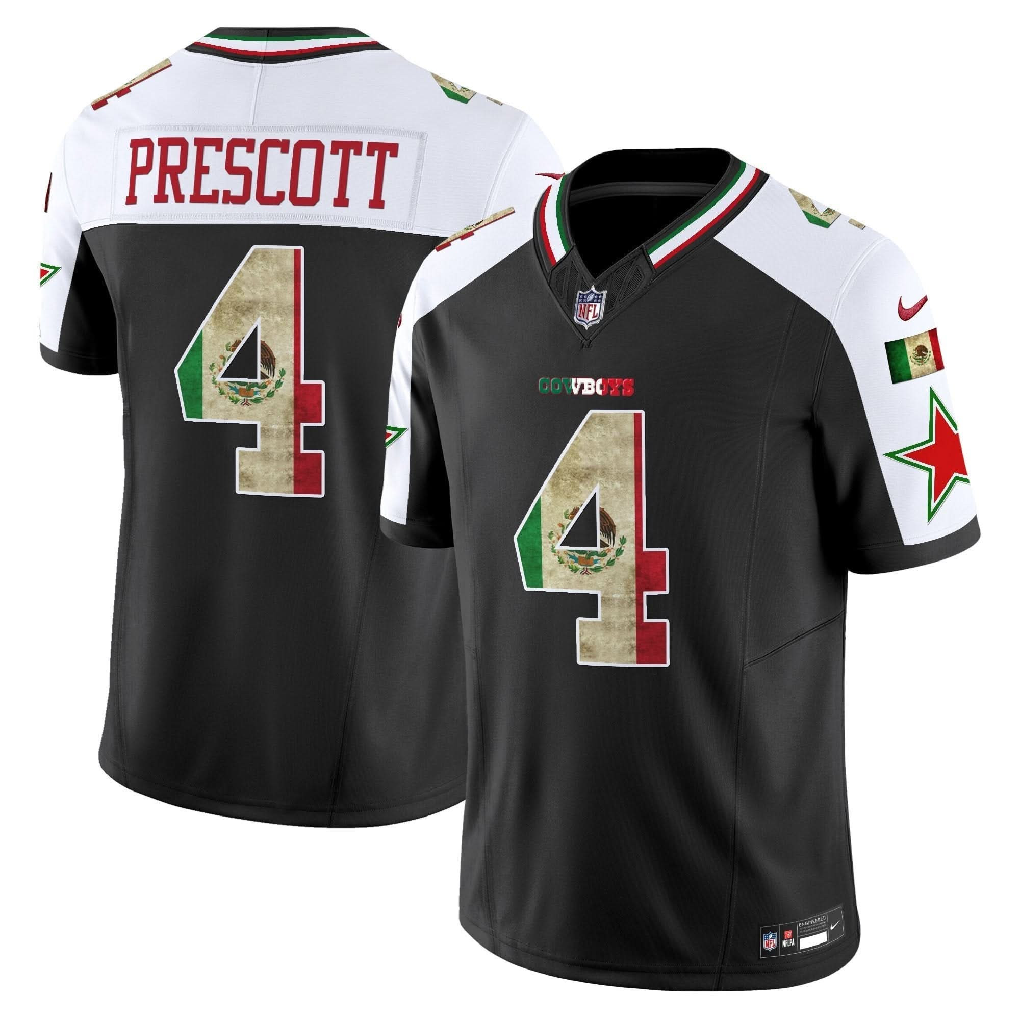 Men’s Dallas Cowboys Mexico Vapor Limited Jersey V3 – All Stitched Alternate Dak Prescott Jersey