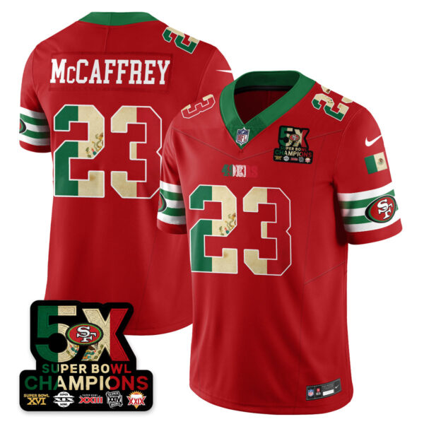 San Francisco 49ers Mexico Vapor Limited Jersey – All Stitched – Red – Christian McCaffrey Jersey