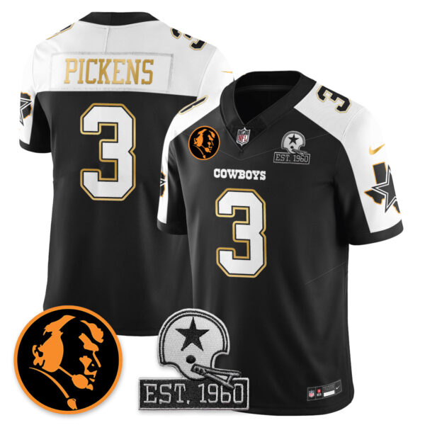 Dallas Cowboys Vapor Limited Gold Jersey – John Madden Patch – All Stitched – Black Alternate – George Pickens Jersey