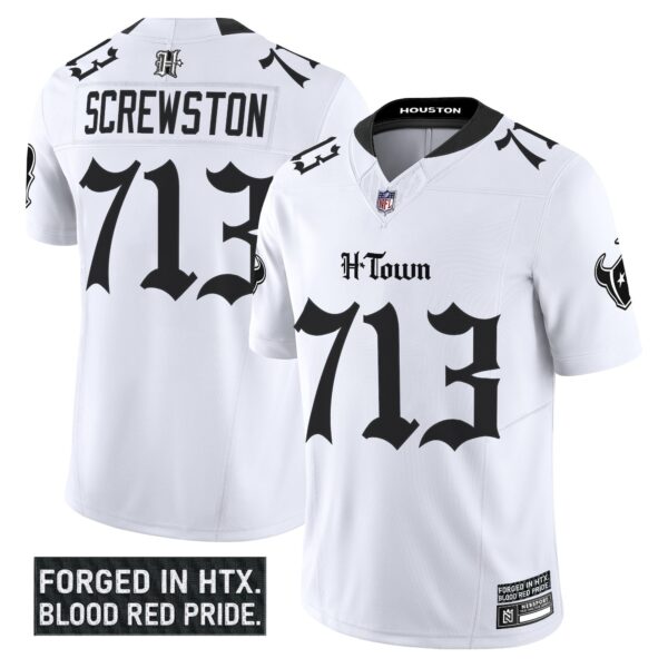 Houston Texans Gothic Lone Star Shadows Edition Vapor Limited Jersey – All Stitched – White – Screwston Jersey