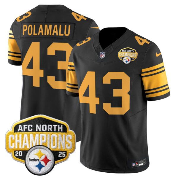 Pittsburgh Steelers 2025 AFC North Division Champions Vapor Limited Jersey – All Stitched – Color Rush – Troy Polamalu Jersey