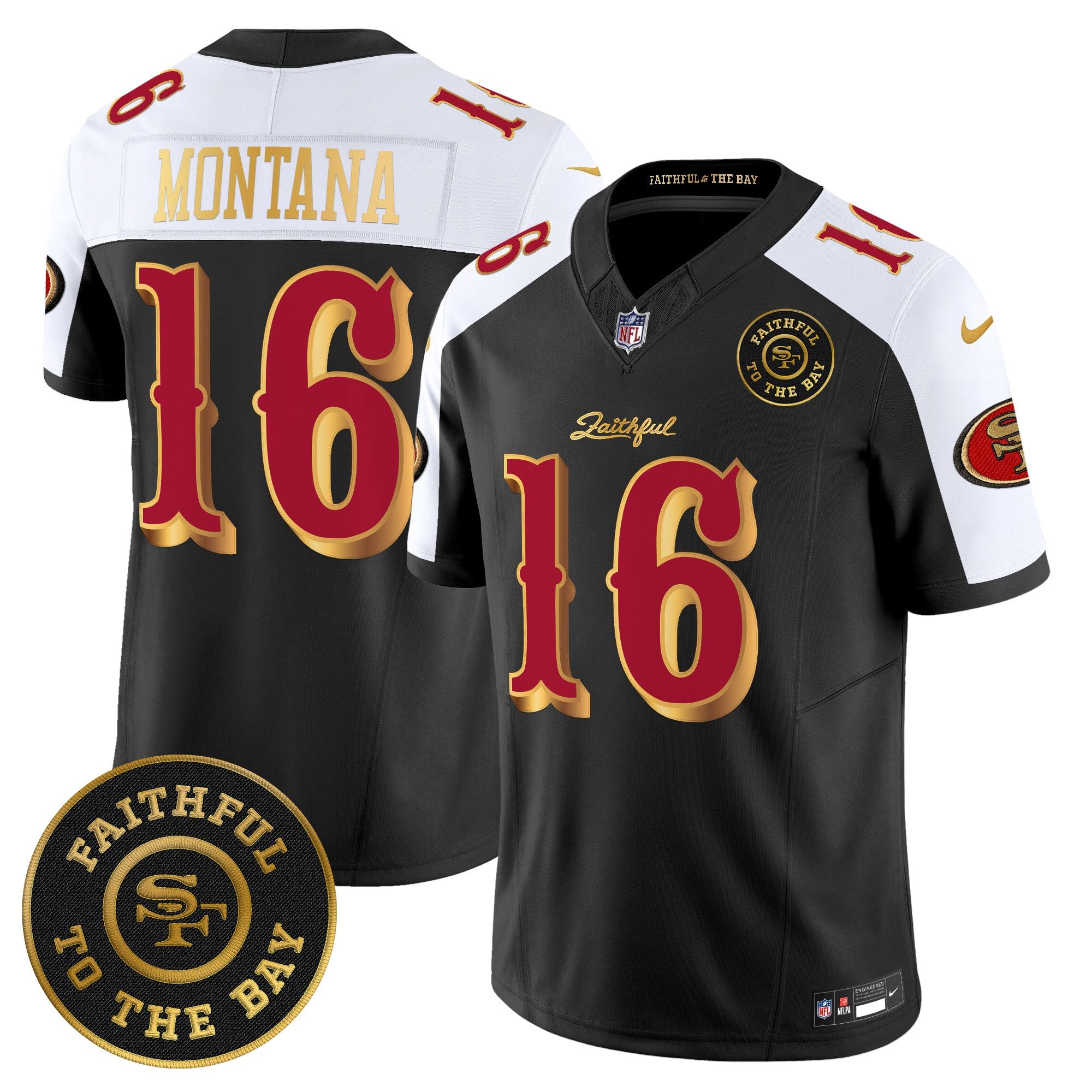 San Francisco 49ers Rivalries Vapor Limited Jersey – Faithful To The Bay Patch – All Stitched – Black Alternate – Joe Montana Jersey