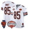 Chicago Bears 2025 NFC North Champions Patch Jersey V2 – All Stitched – White – Cole Kmet Jersey