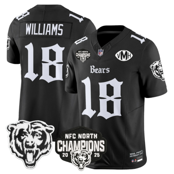 Chicago Bears ‘Gothic Midway Legacy’ NFC North Champions Patch Vapor Limited Jersey – All Stitched – Black – Caleb Williams Jersey
