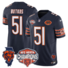 Chicago Bears 2025 NFC North Champions Patch Jersey V2 – All Stitched – Navy – Dick Butkus Jersey