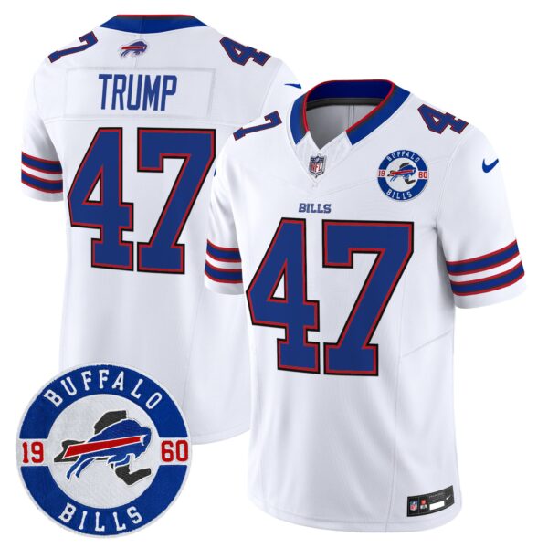 Buffalo Bills 2024 Vapor Limited Jersey – Est. 1960 Patch – All Stitched – White – Donald Trump Jersey