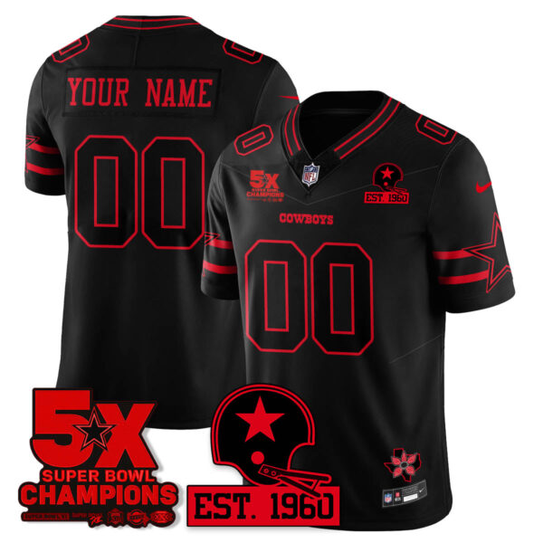 Dallas Cowboys ‘Stranger Things Edition’ Vapor Limited Custom Jersey – All Stitched – Black Jersey