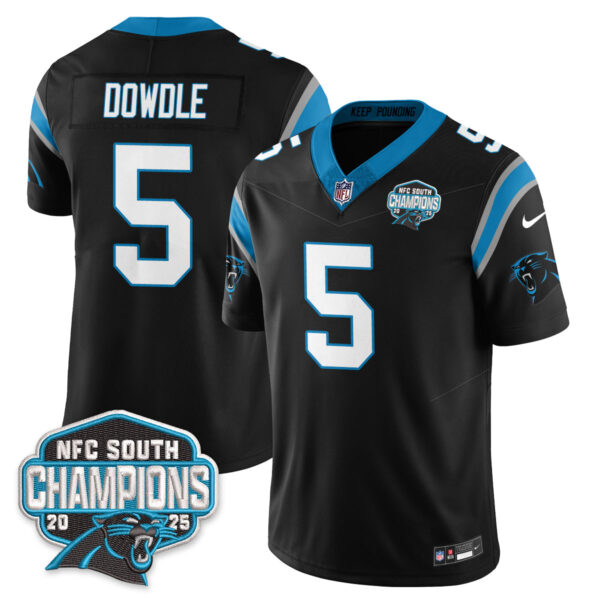 Carolina Panthers NFC South Division Champions Vapor Limited Jersey – All Stitched – Black – Rico Dowdle Jersey