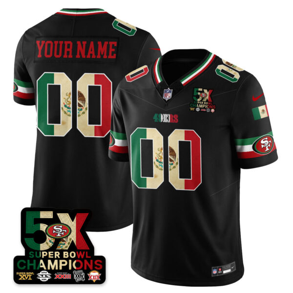Custom San Francisco 49ers Mexico Vapor Limited Jersey – All Stitched – Black Jersey