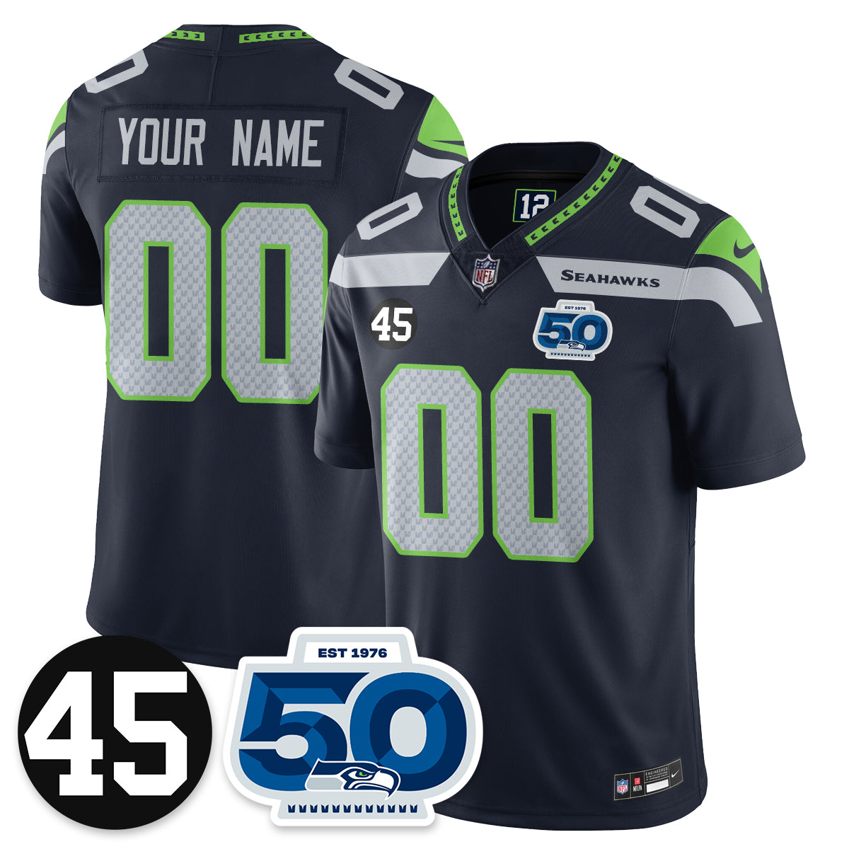 Seattle Seahawks Vapor Limited Custom Jersey – Honor Kenny Easley – All Stitched – Navy Jersey