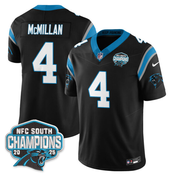 Carolina Panthers NFC South Division Champions Vapor Limited Jersey – All Stitched – Black – Tetairoa McMillan Jersey