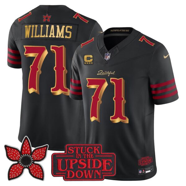 San Francisco 49ers ‘Rivalries x Stranger Things’ Vapor Limited Jersey – All Stitched – Black Rivalries – Trent Williams Jersey