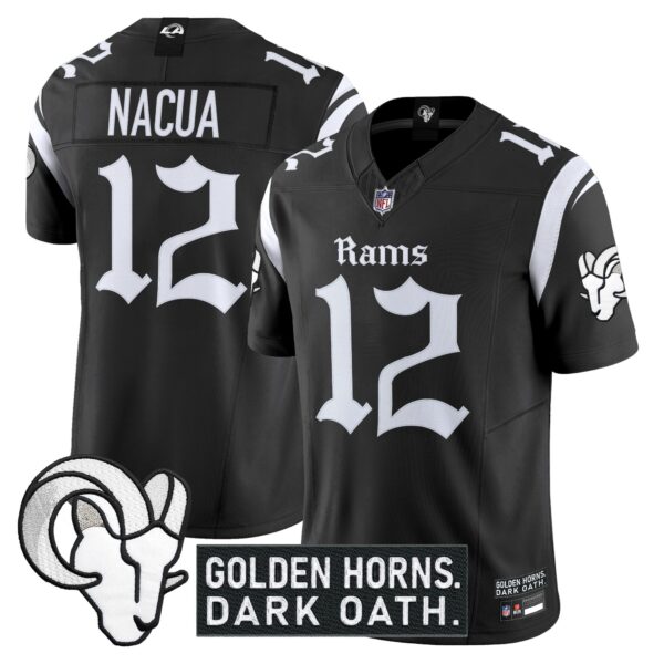 Los Angeles Rams ‘Gothic Horns Reforged Edition’ Vapor Limited Jersey – All Stitched – Black – Puka Nacua Jersey