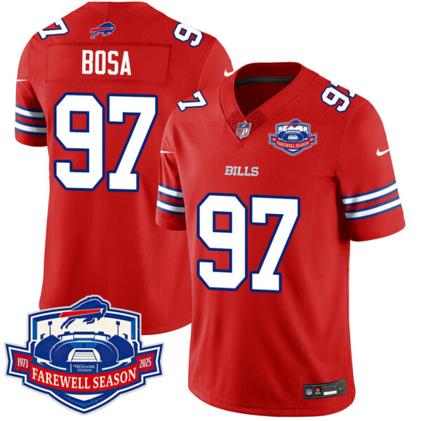 Buffalo Bills 2025 Jersey All Stitched – Farewell to Highmark Stadium Red Joey Bosa – 97 Jersey