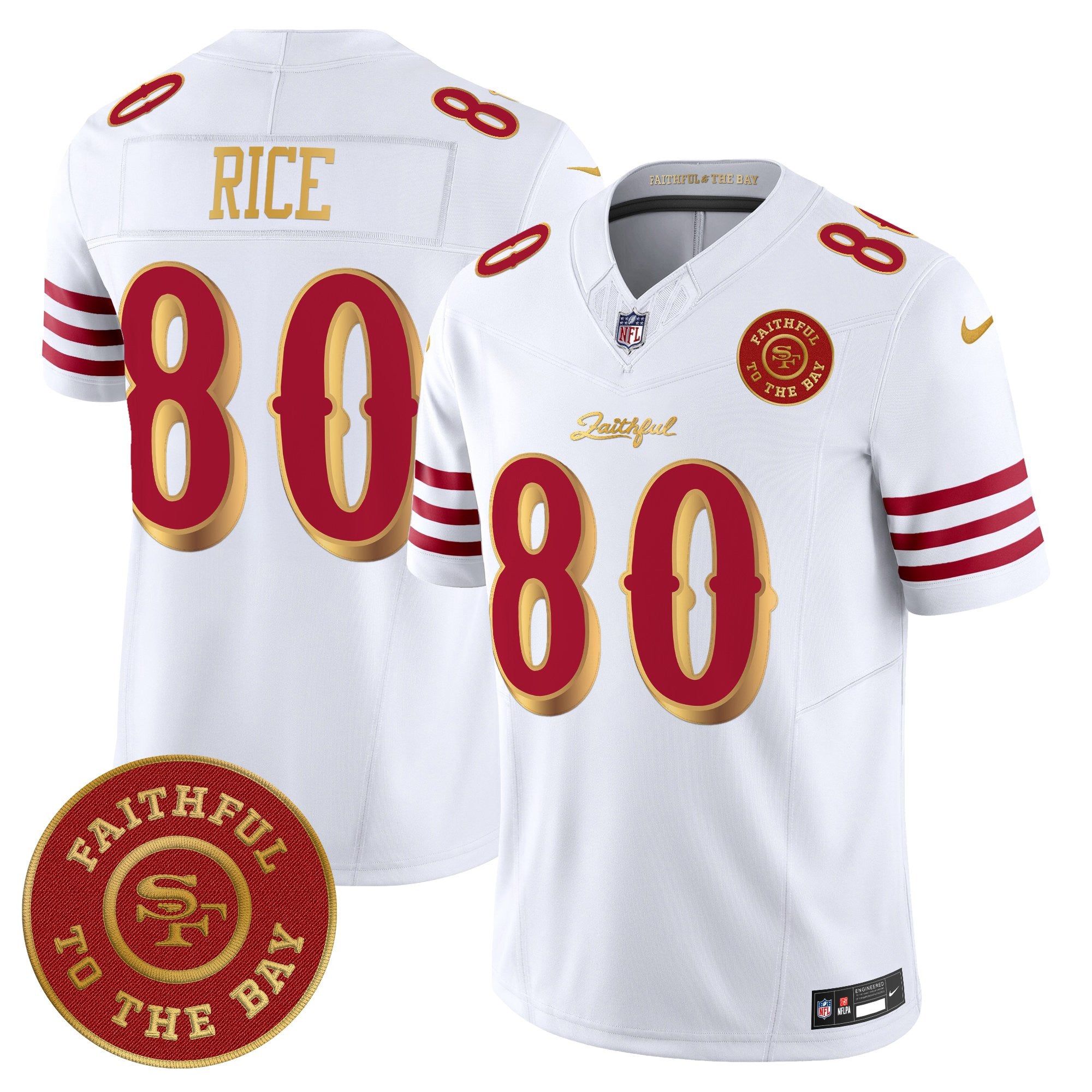 San Francisco 49ers Rivalries Vapor Limited Jersey – Faithful To The Bay Patch – All Stitched – White Gold – Jerry Rice Jersey