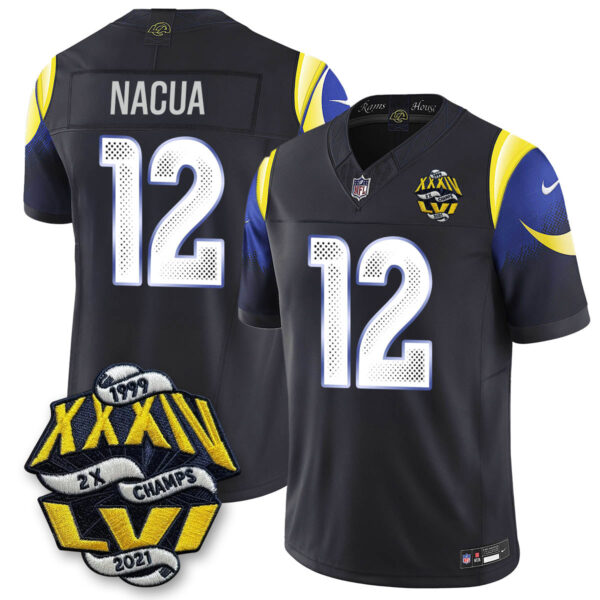 Los Angeles Rams 2-Time Champions Patch Vapor Limited Jersey – All Stitched – Rivalries – Puka Nacua Jersey
