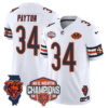 Chicago Bears 2025 NFC North Champions Patch Jersey V2 – All Stitched – White – Walter Payton Jersey
