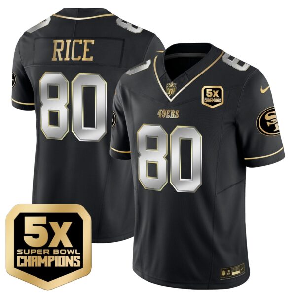 49ers 5x Super Bowl Champions Vapor Limited Jersey – All Stitched – Black Limited – Jerry Rice Jersey