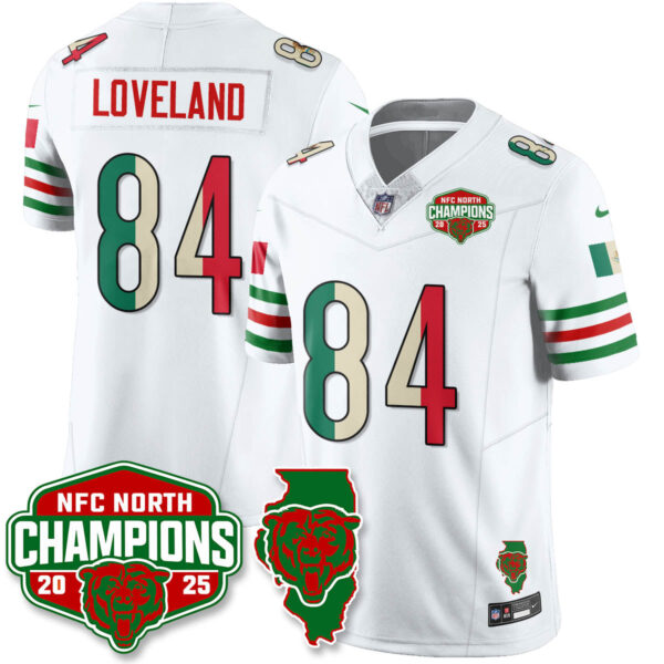 Chicago Bears Mexico NFC North Division Champions Vapor Limited Jersey – All Stitched – White – Colston Loveland Jersey