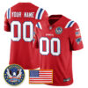 Custom New England Patriots “United States 250th Anniversary Patch” Vapor Limited Jersey – All Stitched – Red Jersey