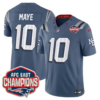 New England Patriots AFC East Champions Patch Vapor Limited Jersey – All Stitched – Storm Blue – Drake Maye Jersey