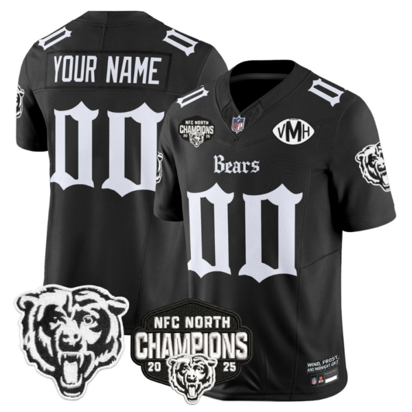 Custom Chicago Bears ‘Gothic Midway Legacy’ NFC North Champions Patch Vapor Limited Jersey – All Stitched – Black Jersey