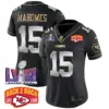 Womens Kansas City Chiefs Super Bowl LVIII Back 2 Back Patch Vapor Jersey V2 Patrick Mahomes Jersey Black Limited