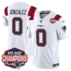 New England Patriots AFC East Champions Patch Vapor Limited Jersey – All Stitched – White – Christian Gonzalez Jersey