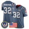 New England Patriots “United States 250th Anniversary Patch” Vapor Limited Jersey – All Stitched – Storm Blue – TreVeyon Henderson Jersey