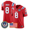 New England Patriots “United States 250th Anniversary Patch” Vapor Limited Jersey – All Stitched – Red – Stefon Diggs Jersey