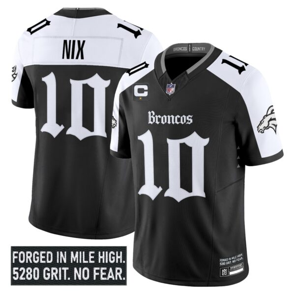 Denver Broncos Gothic Mile High Shadows Edition Vapor Limited Jersey – All Stitched – Alternate – Bo Nix Jersey