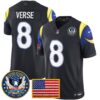 Men’s Los Angeles Rams 2025 “United States 250th Anniversary Patch” Vapor Limited Jersey – All Stitched – Navy Rivalries – Jared Verse Jersey