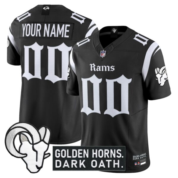 Los Angeles Rams ‘Gothic Horns Reforged Edition’ Vapor Limited Custom Jersey – All Stitched – Black Jersey