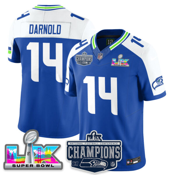 Seattle Seahawks 2025 NFC Champions Vapor Limited Jersey – All Stitched – Royal Alternate – Sam Darnold Jersey